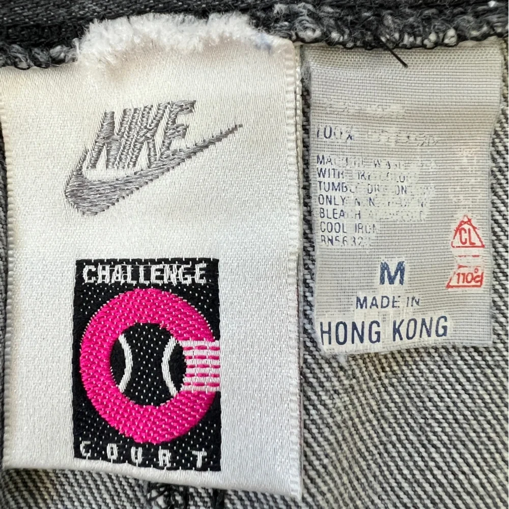Vintage 80s NIKE Challenge Court Jean Skirt Black Acid-Wash with Pockets